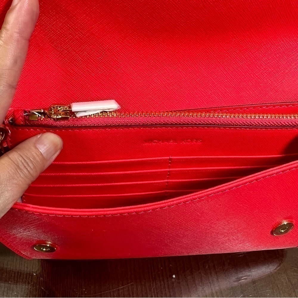 MICHAEL KORS Saffiano Leather 3-in-1 Crossbody. Jet Set Travel bag NWT Coral - Picture 7 of 14